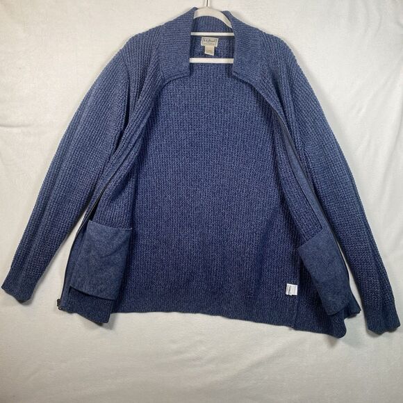 L.L. Bean Organic Cotton Waffle Knit Full Zip Cardigan – Men’s L Tall - Picture 3 of 11